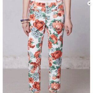 Cartonnier by Anthropologie Orange Floral Charlie Ankle Pant